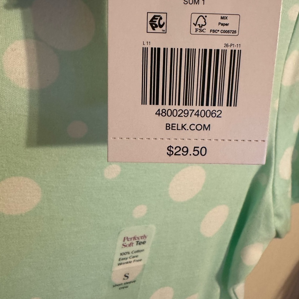 ❤️NWT Kim Rogers Mint Green Polka Dot Short Sleeve Tee SMALL   #CL - Picture 8 of 9